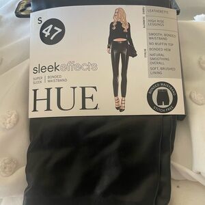HUE Leatherette Black Leggings with Bonded Waistband
